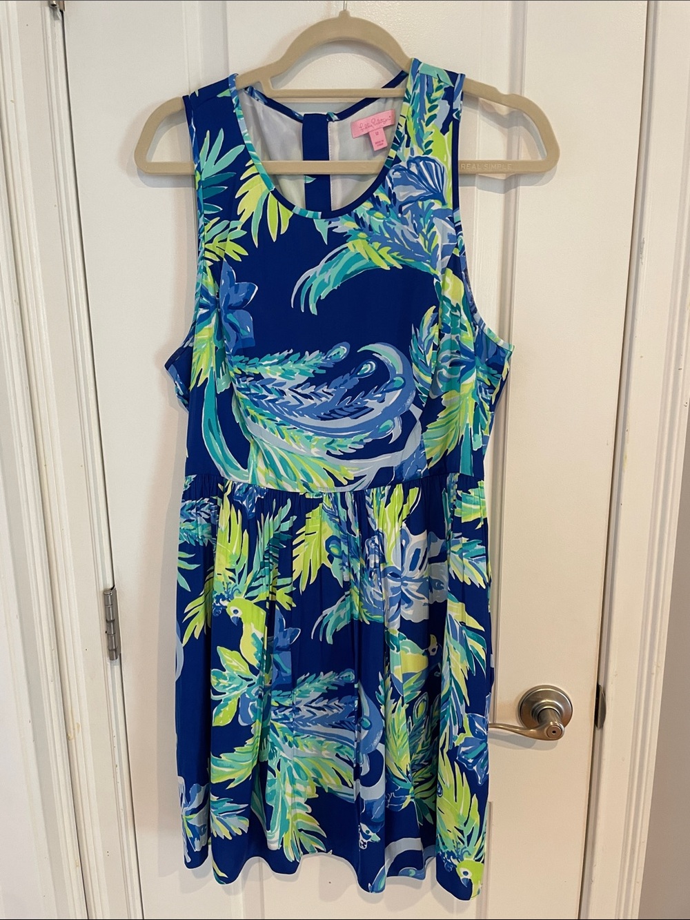 Lilly Pulitzer Blue Tropical Leaf Print Girls' Dress